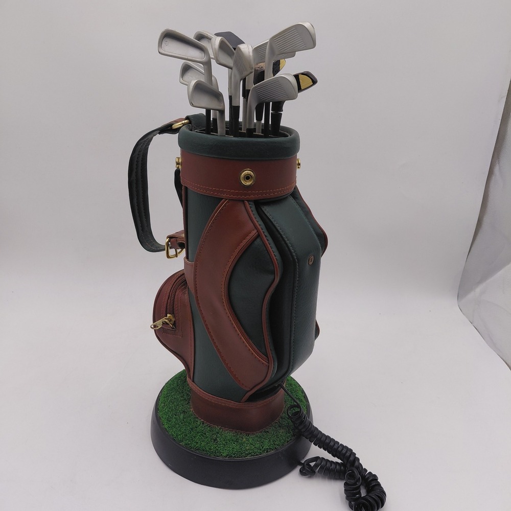 Golf Bag Novelty Landline Telephone Miniature Clubs Green Funny Dad Untested